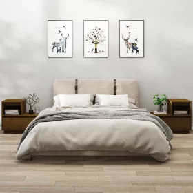   2 db mézbarna tömör fenyőfa éjjeliszekrény 60 x 34 x 51 cm