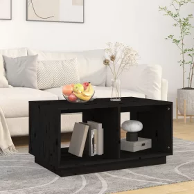 Fekete tömör fenyőfa dohányzóasztal 80 x 50 x 40 cm