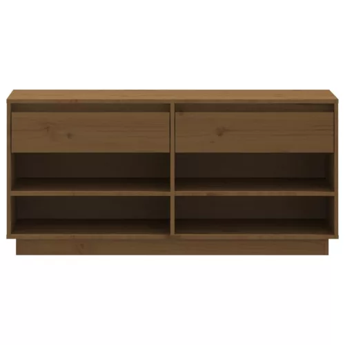 Mézbarna tömör fenyőfa cipőszekrény 110 x 34 x 52 cm