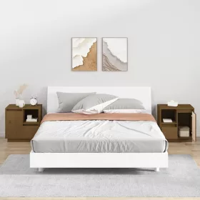   2 db mézbarna tömör fenyőfa éjjeliszekrény 50 x 34 x 50 cm