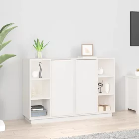 Fehér tömör fenyőfa tálalószekrény 120x35x80 cm