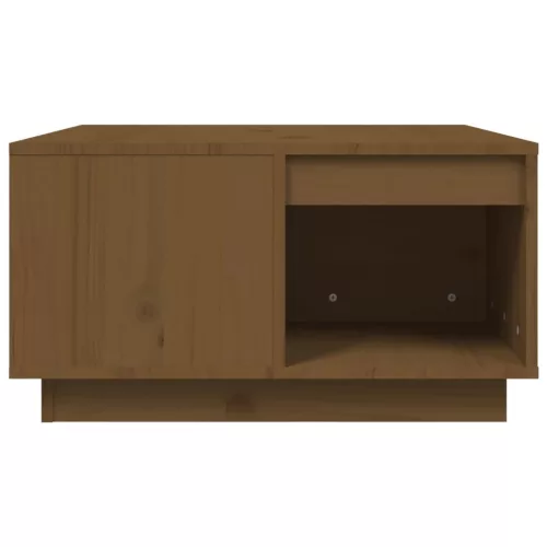 Mézbarna tömör fenyőfa dohányzóasztal 60x61x32,5 cm