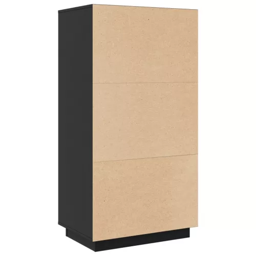 Fekete tömör fenyőfa magasszekrény 60x40x116,5 cm