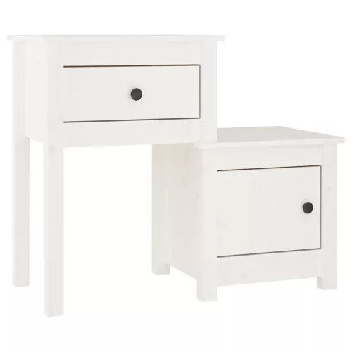 Fehér tömör fenyőfa éjjeliszekrény 79,5 x 38 x 65,5 cm