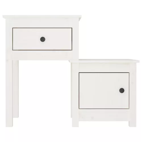 Fehér tömör fenyőfa éjjeliszekrény 79,5 x 38 x 65,5 cm