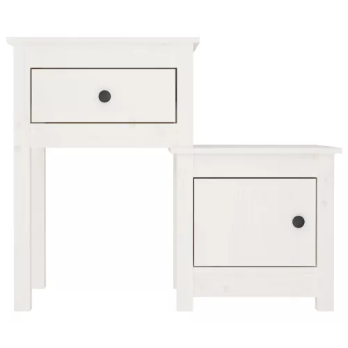 2 darab fehér tömör fenyőfa éjjeliszekrény 79,5 x 38 x 65,5 cm