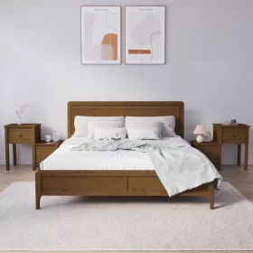   2 db mézbarna tömör fenyőfa éjjeliszekrény 79,5 x 38 x 65,5 cm