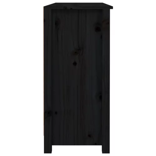 Fekete tömör fenyőfa tálalószekrény 100x35x74,5 cm