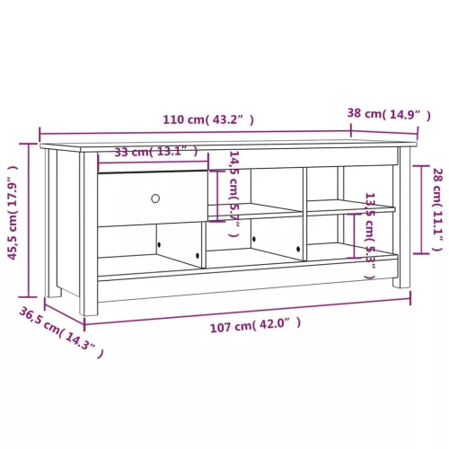 Tömör fenyőfa cipősszekrény 110 x 38 x 45,5 cm