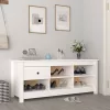 Fehér tömör fenyőfa cipősszekrény 110 x 38 x 45,5 cm