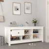 Fehér tömör fenyőfa cipősszekrény 110 x 38 x 45,5 cm