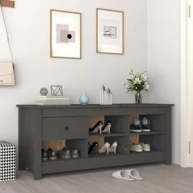 Szürke tömör fenyőfa cipősszekrény 110 x 38 x 45,5 cm