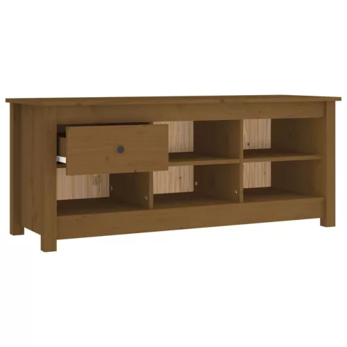 Mézbarna tömör fenyőfa cipősszekrény 110 x 38 x 45,5 cm