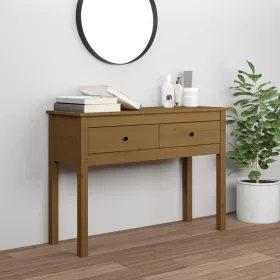 Mézbarna tömör fenyőfa tálalóasztal 100 x 35 x 75 cm