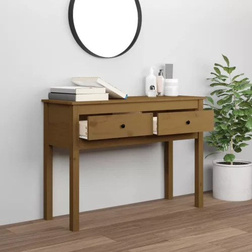 Mézbarna tömör fenyőfa tálalóasztal 100 x 35 x 75 cm