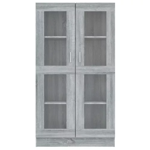 Szürke sonoma színű szerelt fa vitrinszekrény 82,5x30,5x150 cm