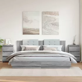   2 db szürke sonoma szerelt fa éjjeliszekrény 40x35x62,5 cm