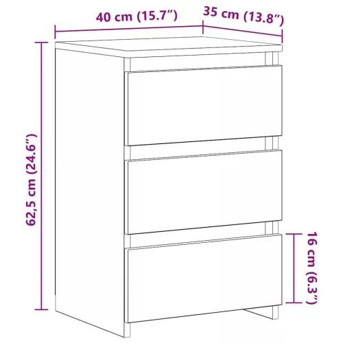 2 db szürke sonoma szerelt fa éjjeliszekrény 40x35x62,5 cm