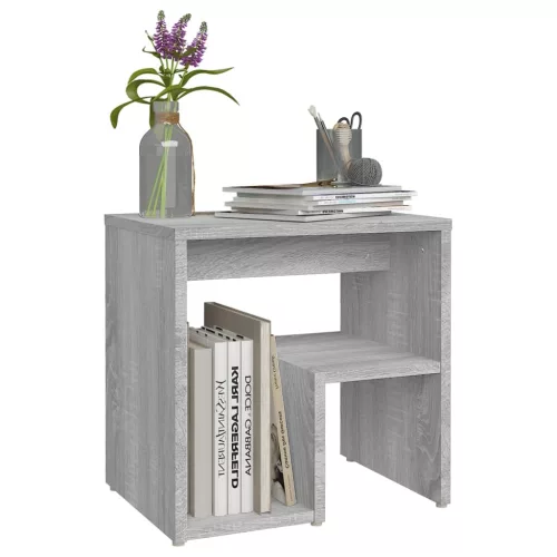 Szürke sonoma színű szerelt fa éjjeliszekrény 40 x 30 x 40 cm