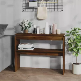   Barna tölgyszínű szerelt fa tálalóasztal 102 x 30 x 80 cm