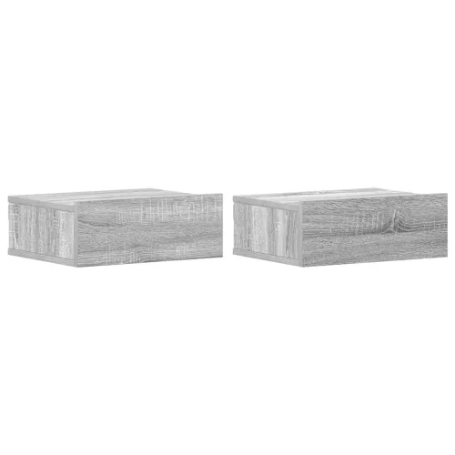 2 db szürke-sonoma szerelt fa függő éjjeliszekrény 40x30x15 cm