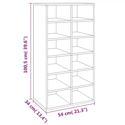 Szürke sonoma színű szerelt fa cipőtartó 54 x 34 x 100,5 cm