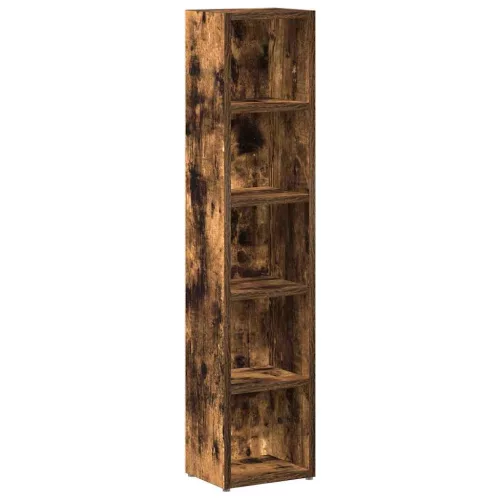 2 db füstös tölgy színű szerelt fa CD-szekrény 21x16x93,5 cm