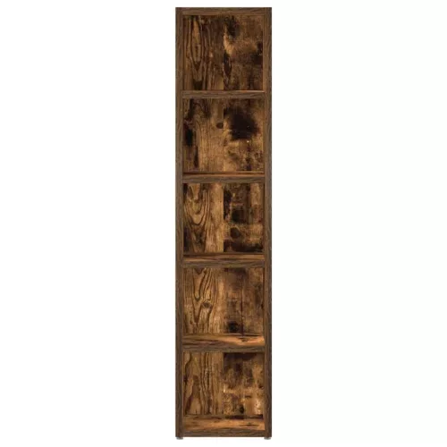 2 db füstös tölgy színű szerelt fa CD-szekrény 21x16x93,5 cm