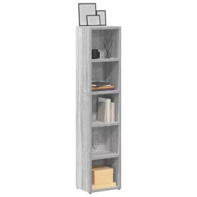  2 db szürke sonoma színű szerelt fa CD-szekrény 21x16x93,5 cm