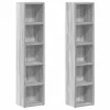 2 db szürke sonoma színű szerelt fa CD-szekrény 21x16x93,5 cm