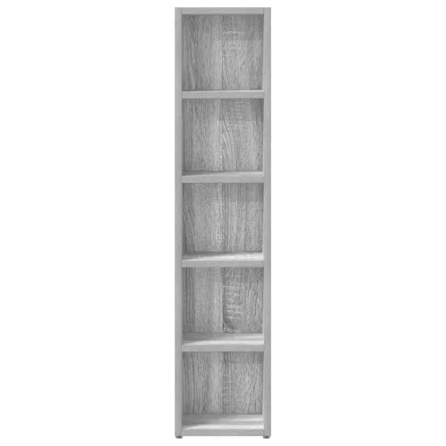 2 db szürke sonoma színű szerelt fa CD-szekrény 21x16x93,5 cm