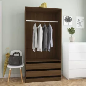   Barna tölgy színű szerelt fa ruhásszekrény 100 x 50 x 200 cm