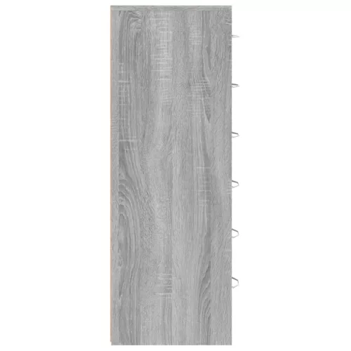Szürke sonoma színű szerelt fa komód 6 fiókkal 50x34x96 cm