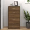 Barna tölgy színű szerelt fa komód 6 fiókkal 50 x 34 x 96 cm