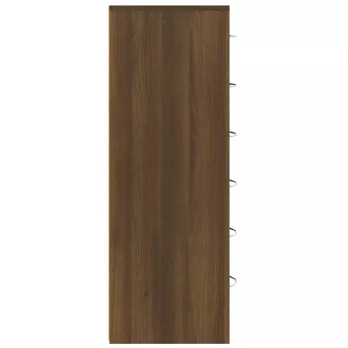 Barna tölgy színű szerelt fa komód 6 fiókkal 50 x 34 x 96 cm