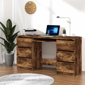   Füstös tölgy színű szerelt fa íróasztal 140 x 50 x 77 cm