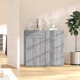   Szürke sonoma színű szerelt fa tálalószekrény 80x36x75 cm