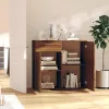 Barna tölgyszínű szerelt fa tálalószekrény 80x36x75 cm