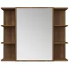 Barna tölgyszínű szerelt fa tükrös szekrény 80 x 20,5 x 64 cm