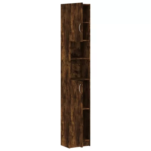 Füstös tölgy színű szerelt fa fürdőszobaszekrény 32x25,5x190 cm