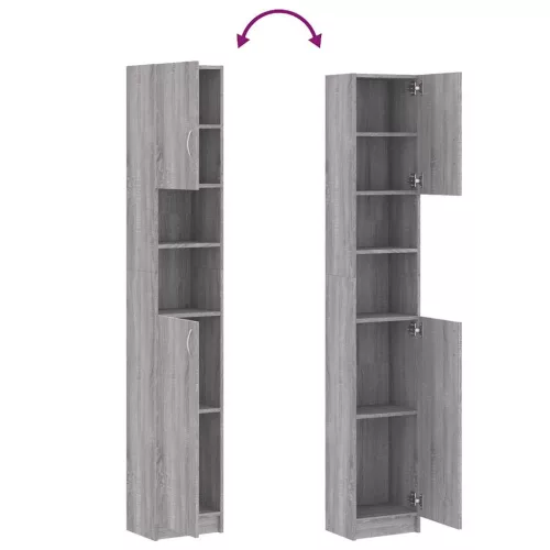 Szürke sonoma szerelt fa fürdőszobaszekrény 32 x 25,5 x 190 cm