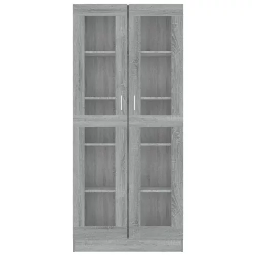 Szürke sonoma szerelt fa vitrinszekrény 82,5x30,5x185 cm