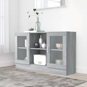   Szürke sonoma színű szerelt fa vitrinszekrény 120x30,5x70 cm