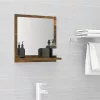 Füstös tölgy színű szerelt fa fürdőszobatükör 40x10,5x37 cm