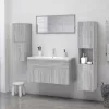 Szürke sonoma színű szerelt fa fürdőszobaszekrény 30x30x130 cm