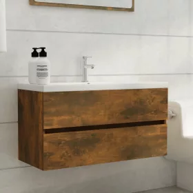   Füstös tölgy színű szerelt fa mosdószekrény 90 x 38,5 x 45 cm