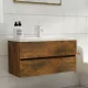 Füstös tölgy színű szerelt fa mosdószekrény 90 x 38,5 x 45 cm