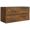 Füstös tölgy színű szerelt fa mosdószekrény 90 x 38,5 x 45 cm