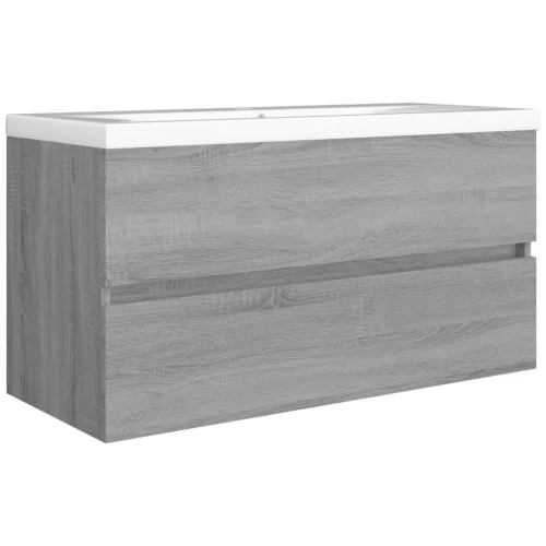 Szürke sonoma színű szerelt fa éjjeliszekrény 90x38,5x45 cm