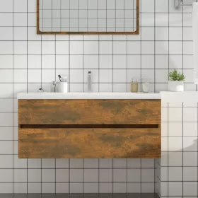   Füstös tölgy színű szerelt fa mosdószekrény 100 x 38,5 x 45 cm